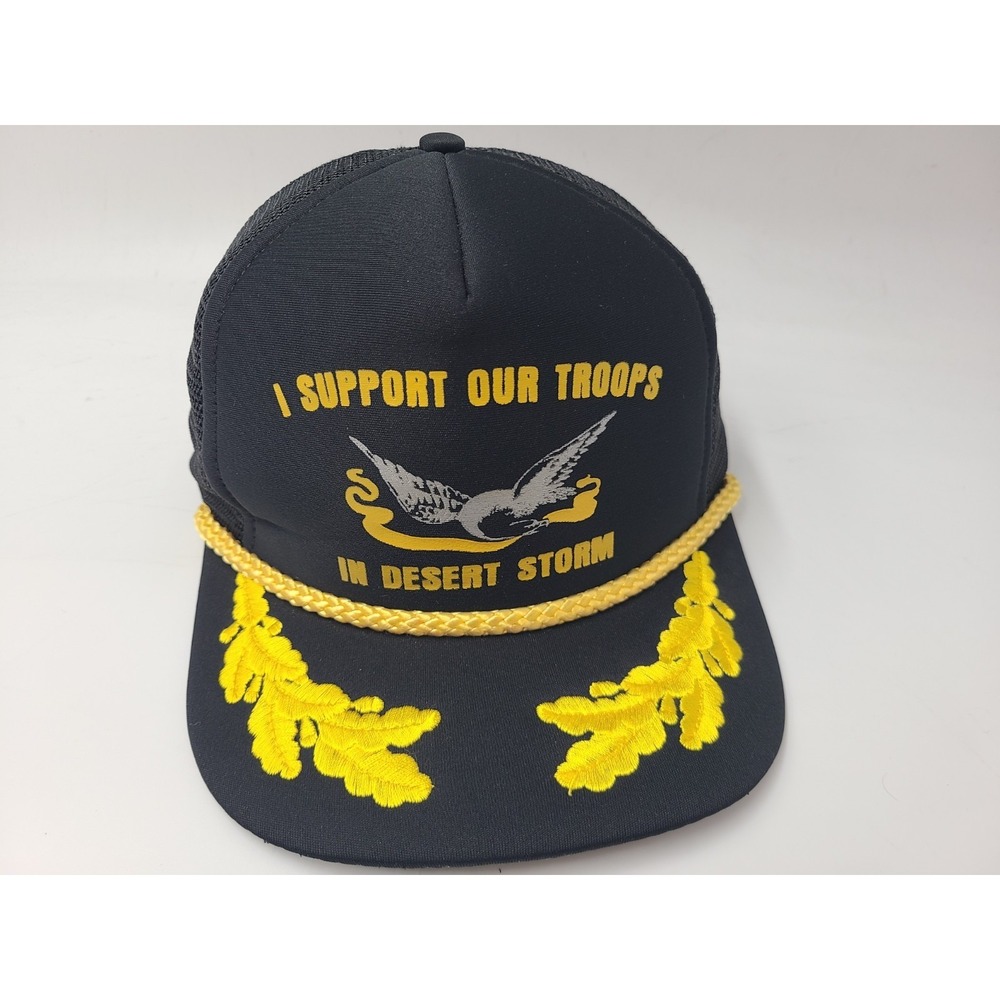 Vintage I Support Troops Desert Storm Scrambled Eggs Rope Mesh Snapback Hat‎ Cap